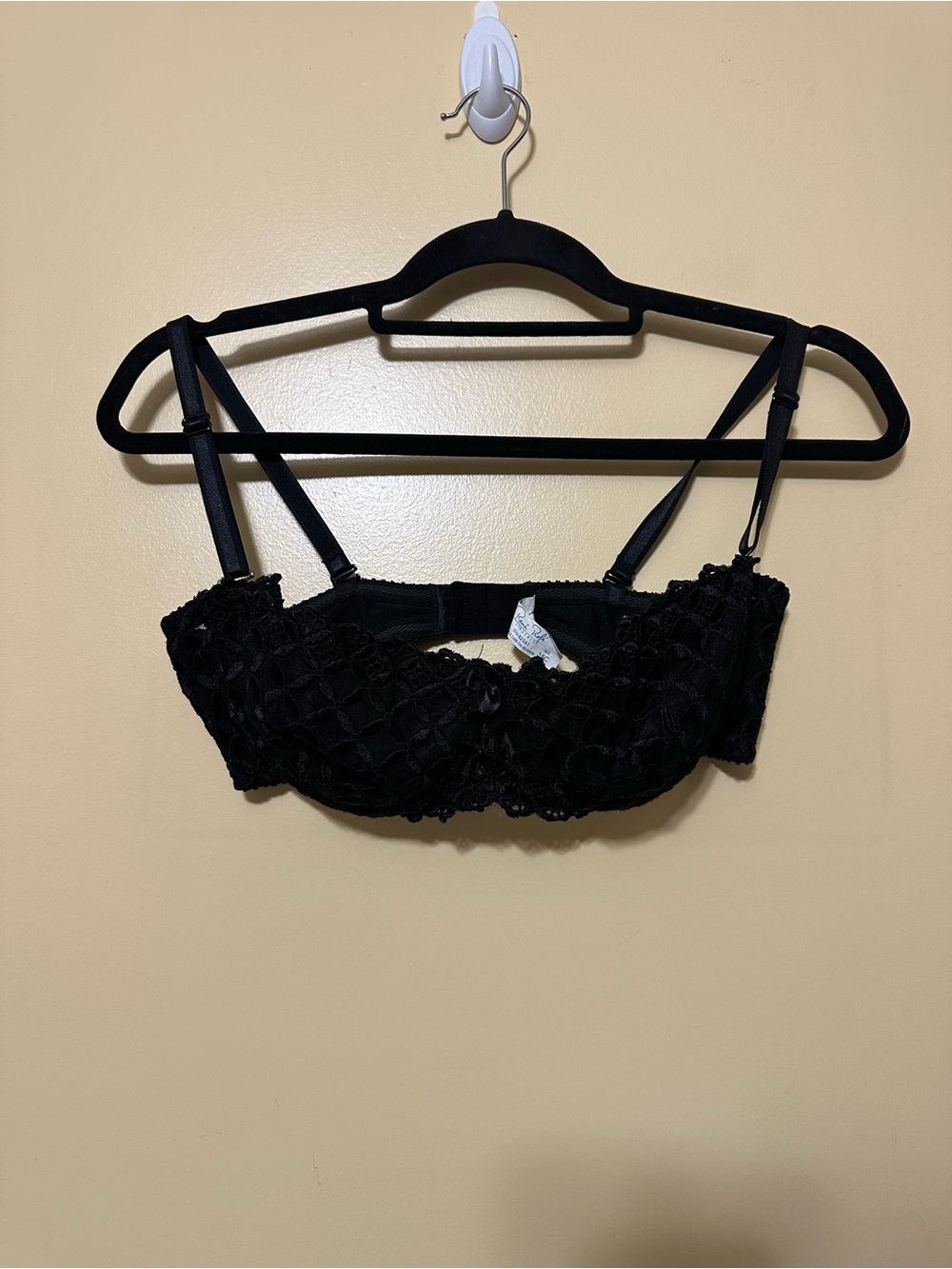 Rene Rofe Lace Underwire Balconette Bra Women 38C Black
